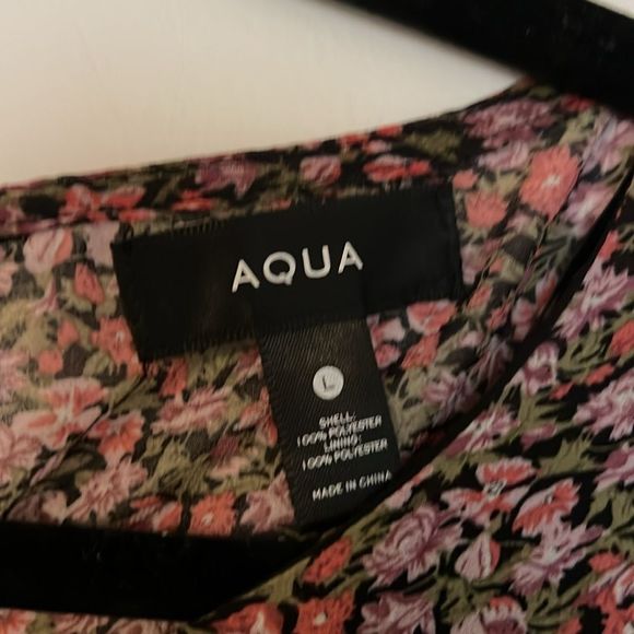 Aqua Polyester Floral Drop Waist Mini Dress Size Large - Picture 5 of 8